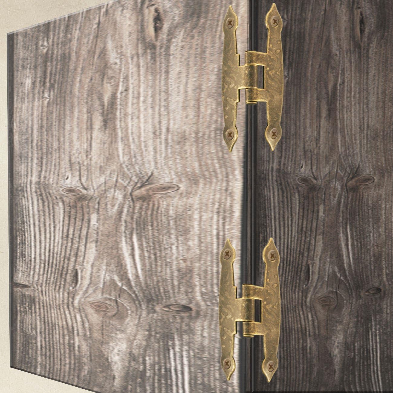 Fuxxer - 6 x antique hinges, bronze iron design, for cupboards, cupboard doors, chests, boxes, in vintage/country house/retro style, 65 x 34 mm, set of 6 - Image 5