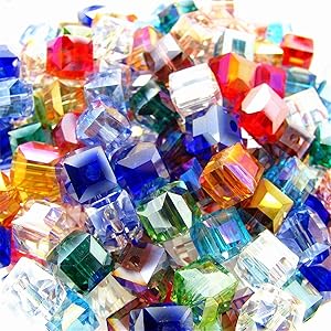 Multicolor Crystal Beads Square Glaze Glass Bead Quartz Loose Beads for Jewelry Making Accessory (6mm-200pcs)