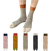 5 Pairs Colorful Striped Flip Flops Socks for Women Cotton Casual Tabi Socks for Daily and Sports