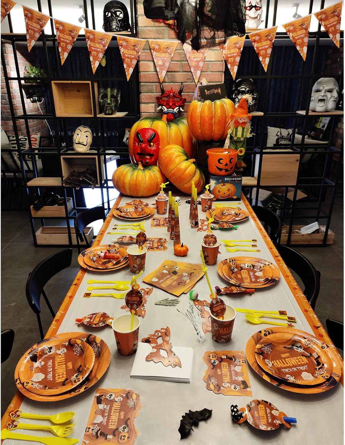 Halloween Party Supplies for kids - Perfect Halloween Party Supplies Pack for Spooky Halloween Themed Parties, Disposable Tableware Kit for 6 People, includes 78 pieces of party accessories: Toys & Games