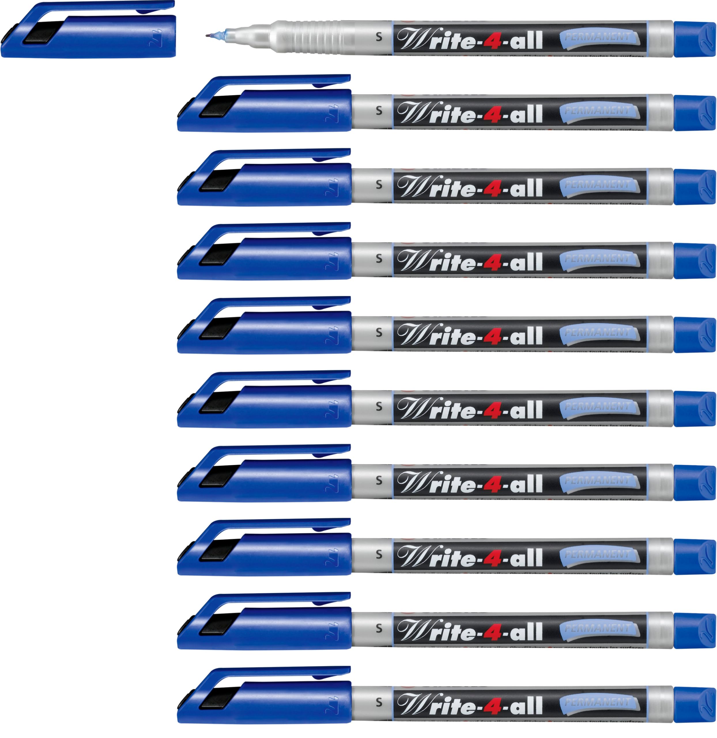 Permanent Marker - STABILO Write-4-all - Super Fine - Box of 10 - Blue