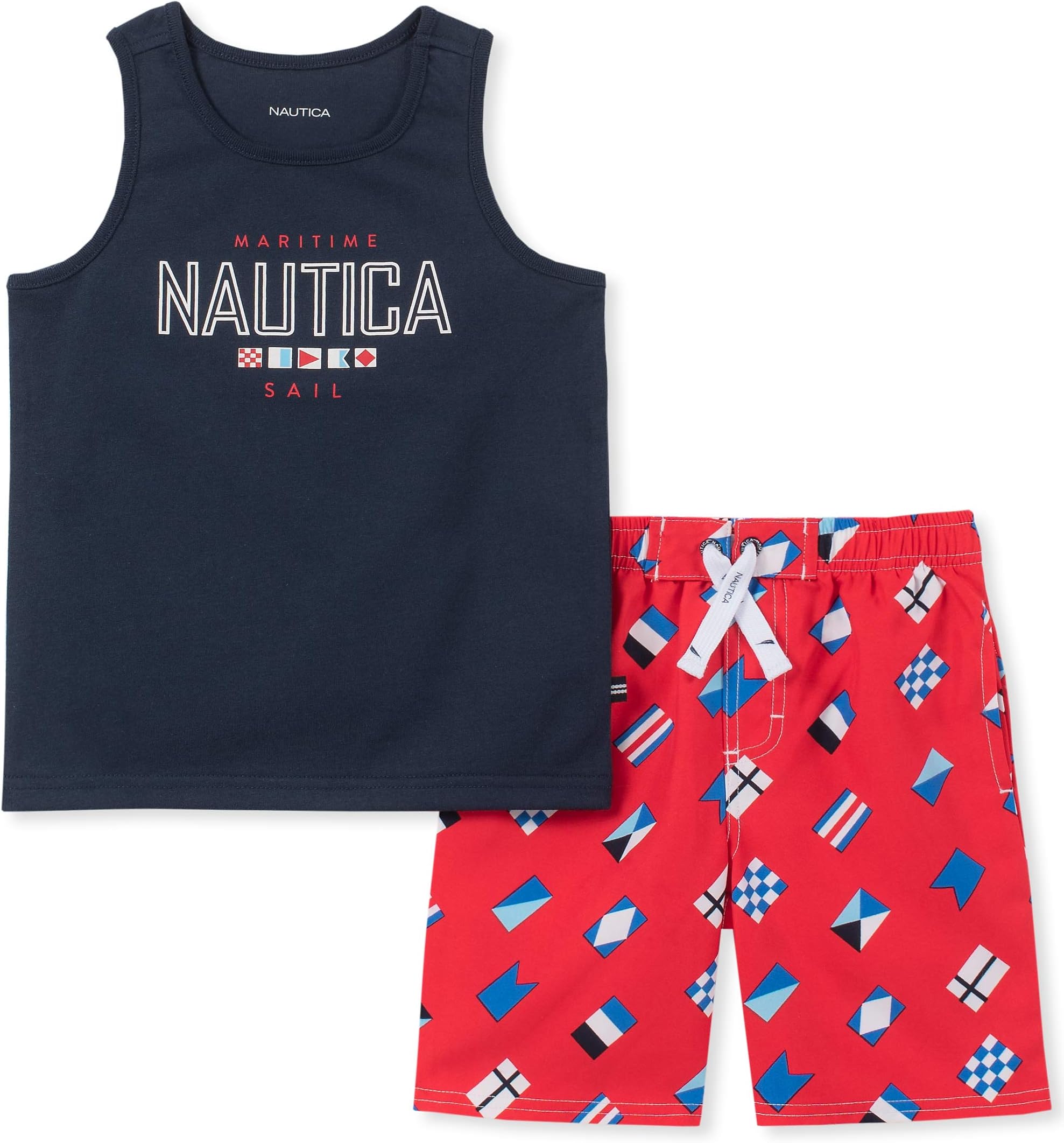 Nautica Boys' 2 Pieces Tank Top with Swim Shorts Set