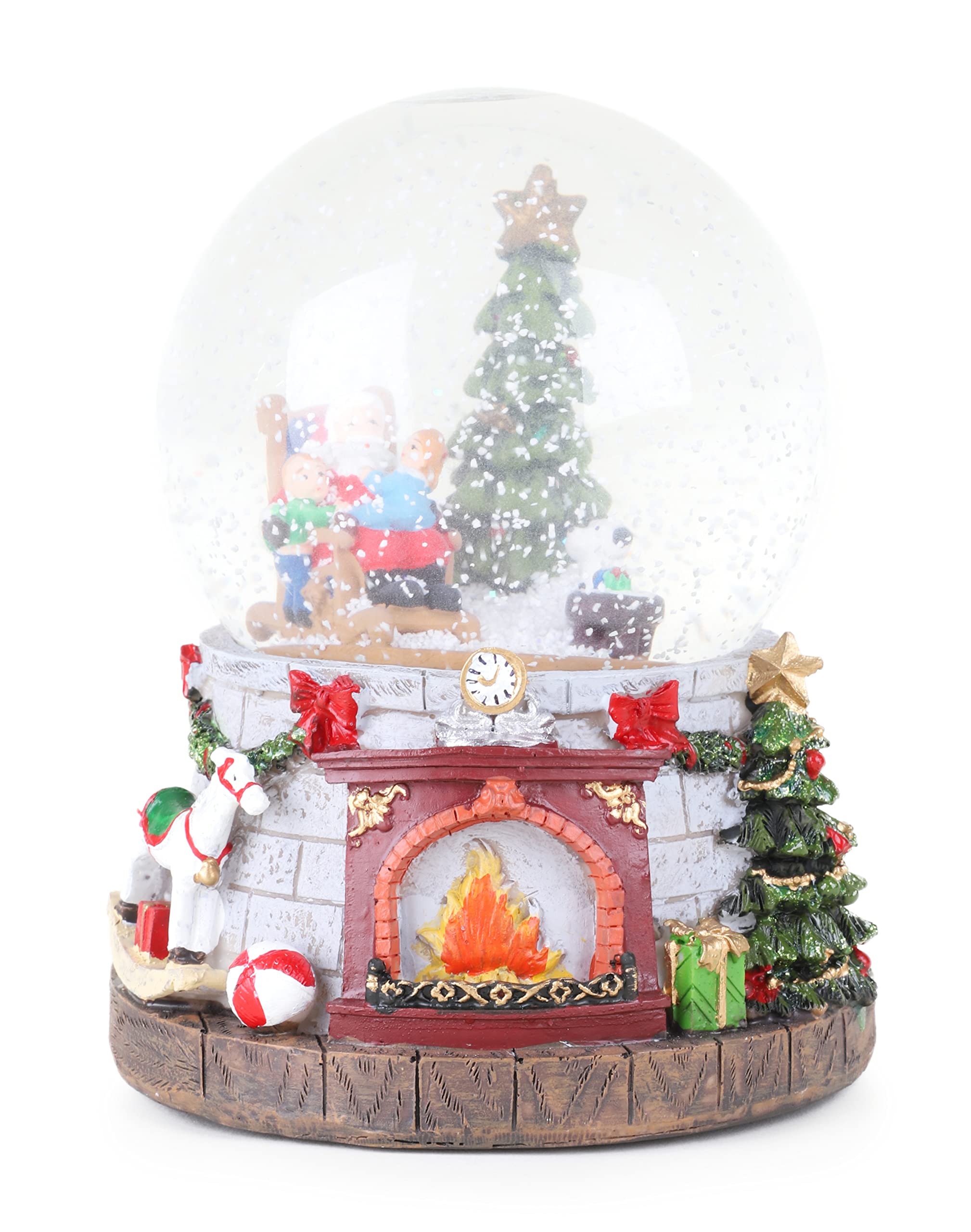 Christmas Concepts® 150mm (6") Musical Christmas Resin Decoration With Santa & Tree Snow Globe + Colour Changing LED Lights