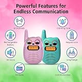 QNIGLO Rechargeable Kids Walkie Talkies Watch FM Radio 2 Mile Range LED Eyes Toy view 3
