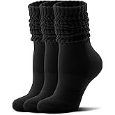FITRELL Slouch Socks for Women, 3 Pairs Soft Cotton Knee High Scrunch Tube Boot Socks