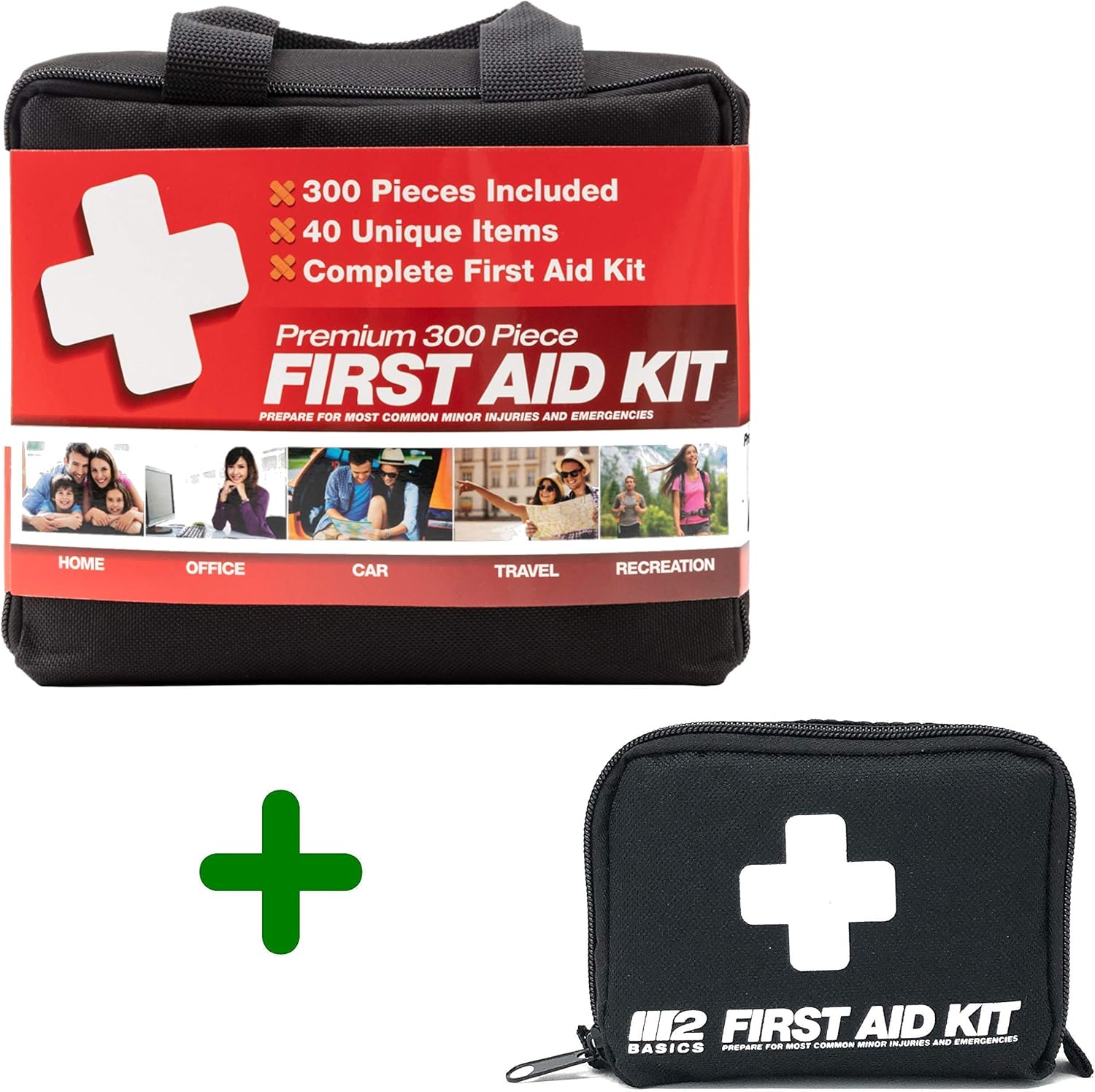 Bundle & Save 2 Pack 300 Piece + 150 Piece First Aid Kits by M2 BASICS Health