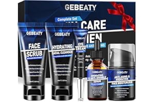 GEBEATY Mens Skin Care Kit,Deep Hydrate,Moisturize,Anti Aging & Firming Men's Skincare Set for Wrinkles,Facial Skin Care Routine Kit Men Christmas Valentines Gifts for Him Boyfriend Husband Fathers Dad
