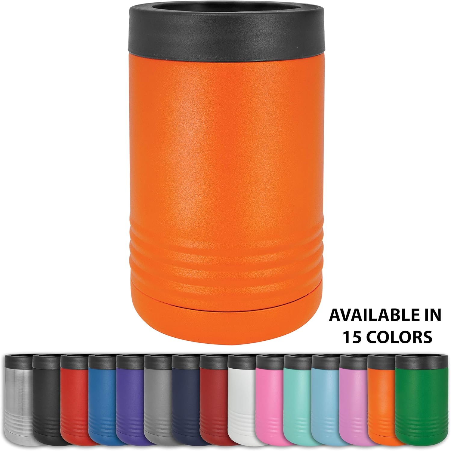 Clear Water Home Goods - 12 oz Stainless Steel Double Wall Vacuum Insulated Can or Bottle Cooler Keeps Beverage Cold for Hours - Powder Coated Orange