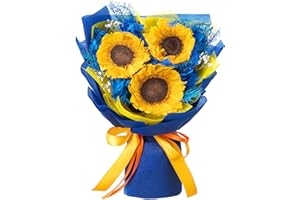 Polylove Flower Bouquet Sunflowers Bouquet 3-Piece Preserved Sunflower Flowers Fresh Bouquet with Sunflower Gift Box for Wife Mother Valentines Day Mothers Day Graduation Birthday