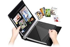 1DOT2 Self-Adhesive Photo Album, 60 Black Pages Self-Stick Page DIY Anniversary Travel Memory Book, Leather Cover, Magnetic Scrapbook Family Album for Christmas, Birthday, Valentine’s Day Gifts