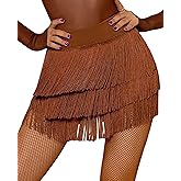 Adigau Women Fringe Dance Skirt Latin Salsa Tango Ballroom Skirts Sexy Fringe Wrap Skirt Mini Shorts