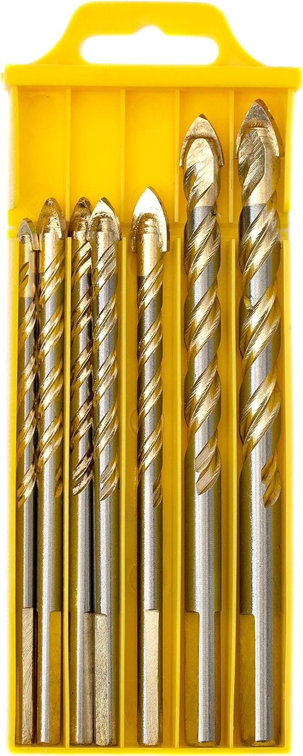 P7DBS Saxton 7pc Multi-Material Tile Drill Bits Set (5 6 6 6 7 8 10) for Ceramic Porcelain Granite Marble Masonry Glass etc in Plastic Storage Container - Image 4