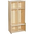 Contender 2-Section Coat Locker with Bench & Cubby Storage, Backpack Organizer, Coat Cubbies Storage for Kids & Toddlers, Ideal for Home, School, Office