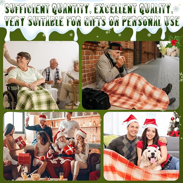 FANFANWIN 48 PCS WINTER PLAID THROW BLANKETS, 60 X 50 INCH COZY FLEECE BLANKET CHECKERED BEDDING CHUNKY RUSTIC MODERN FARMHOUSE FOR HOME BEDDING COUCH CHAIR HOMELESS GIFTS