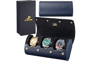 JP CAPITAL JP Watch Case Roll Organizer For Men | Leather Watch Display Case | Watch Display, Storage & Holder | Watch Case for Men's Watch Collection | Watch Holder for Men Women | Navy/Black