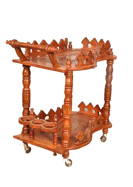 Artesia Designer Handmade Handcrafted Wooden Service/Bar Trolley