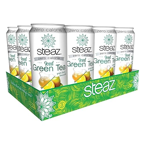 Steaz Organic Zero Calorie Iced Green Tea, Half & Half, 16 OZ (Pack of