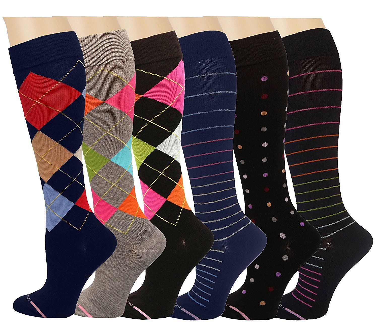 Ladies 6 Pair Pack Compression Socks (Assorted III) Business Industrial