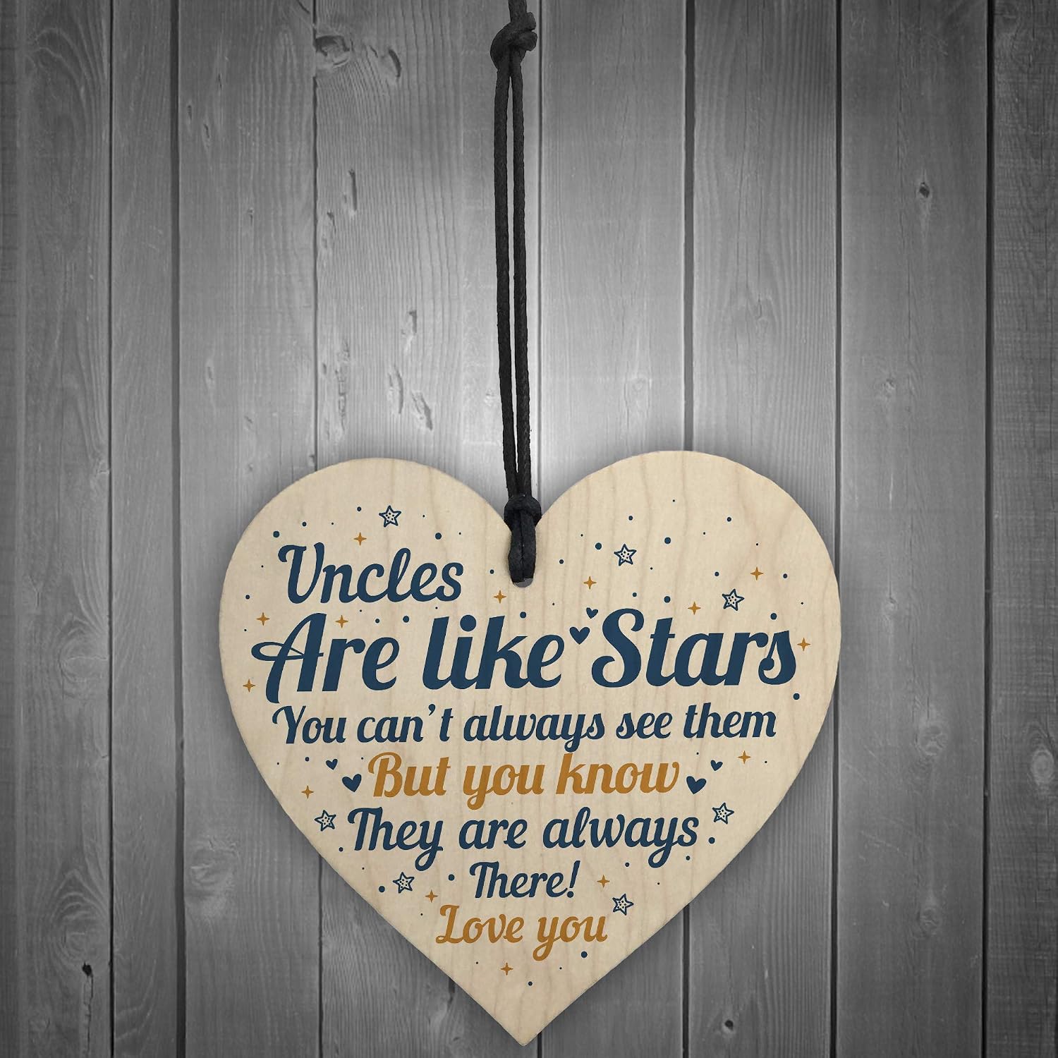 Red Ocean Special Uncle Friend Gift For Birthday Christmas Handmade Wooden Heart Sign Thank You Gifts From Niece Nephew - Image 3