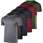 Real Essentials 5 Pack: Men’s Short Sleeve Dry Fit T-Shirts – Moisture Wicking Athletic Workout Gym Fitness Casual Tees