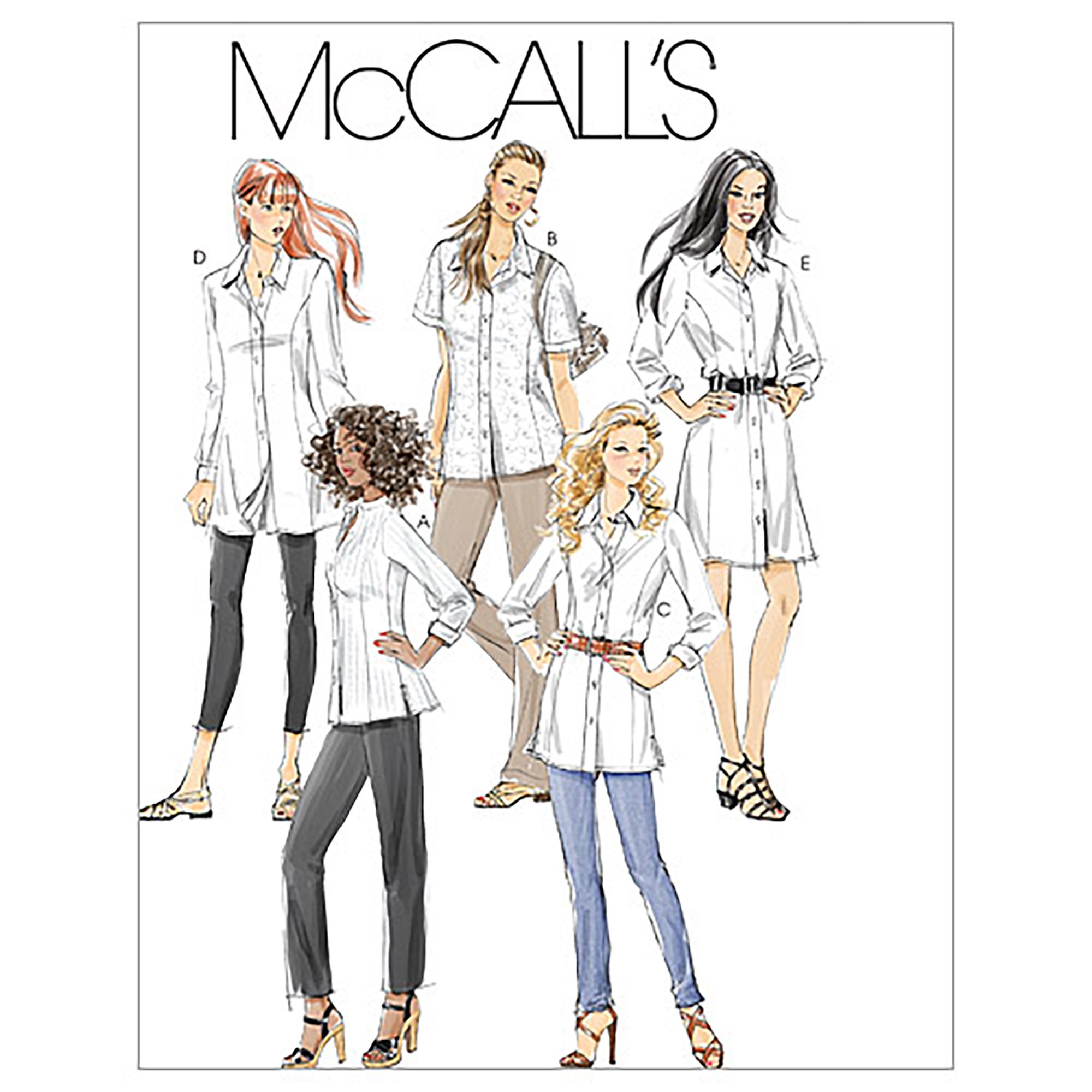 McCall's Patterns Size RR M6124 18W-20W-22W-24W Misses'/ Miss Petite/ Women's/ Women's Petite Shirts in 3 Lengths, Pack of 1, White