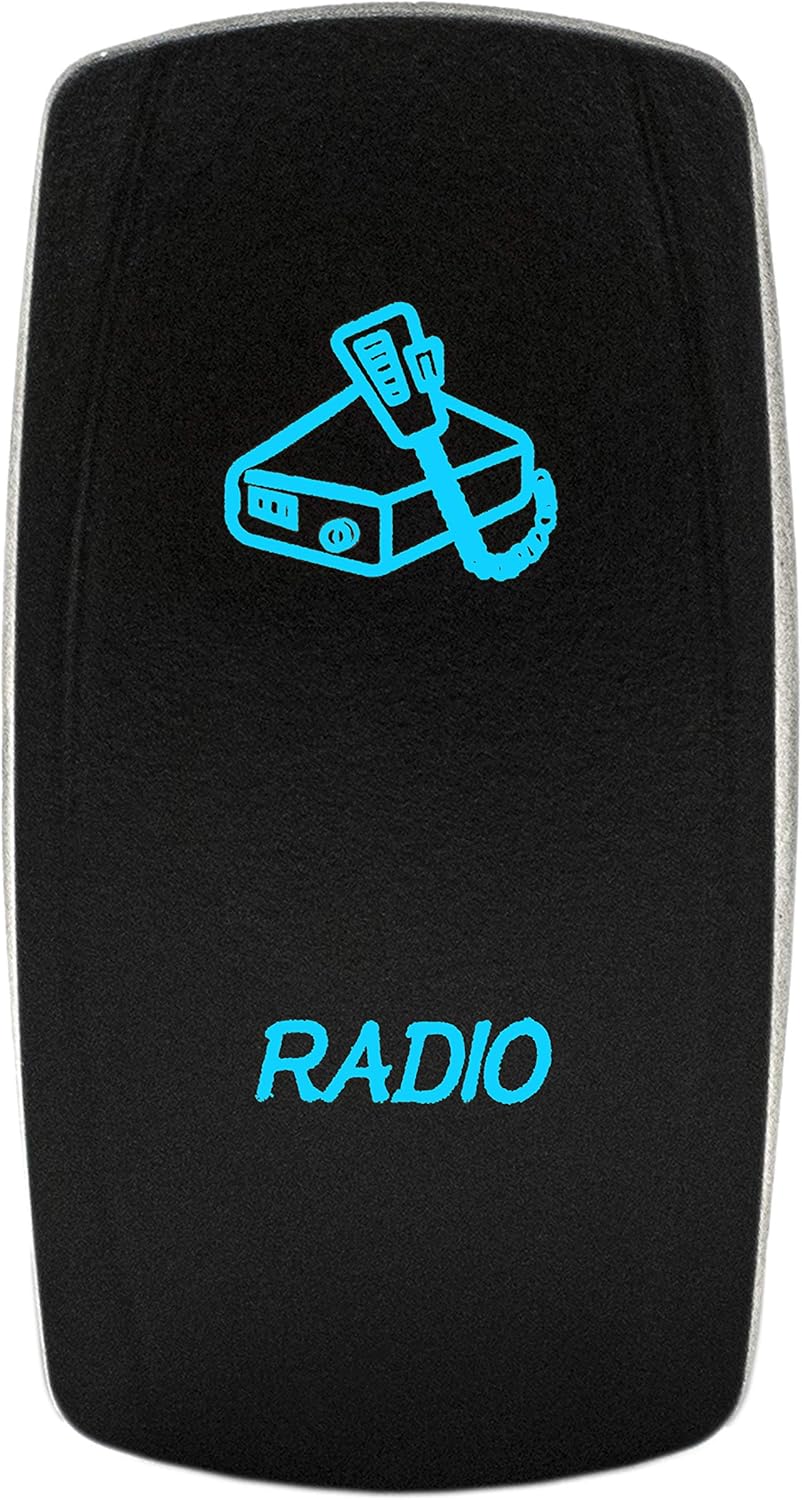 STVMotorsports 5 Pin Laser Automotive Rocker Switches On/Off LED Light 12V 20A - Interior Accessories for Car, Truck, UTV, ATV, Utility and Off-Road Vehicles (Radio, Blue)