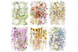 AuriicLeaf Floral Vine PET Stickers, 120 Pcs Large Botanical Ephemera for Scrapbooking, Journaling, DIY Crafting, and Art Supplies