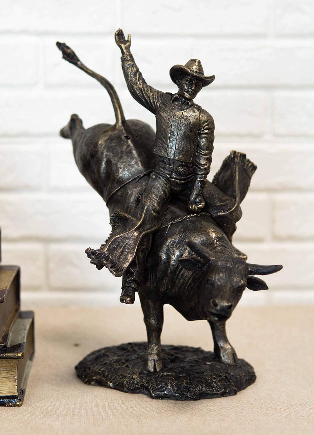 Ebros Rustic Western Rodeo Bull Rider Cowboy On Bucking Bull Statue 10.5