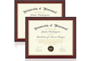 Minesaxel 8.5 x 11 Picture Frame or Diploma Certificate Document Frames 8.5x11, Degree Frame for Wall and Tabletop Double Display (Cherry Red,2 Pack)