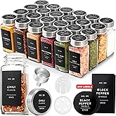 EDELHAUS Glass Spice Jars with Labels and Steel Lids (24 x 4oz) Spice Containers with 240 Label, Steel Funnel, Shaker Inserts, Empty Square Seasoning Organizer for Spice Rack, Cabinet, Drawer