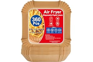 Boribim 360 PCS Air Fryer Paper Liners, 8 Inch Square Air Fryer Liners Disposable, Non-Stick and Oil Proof Heavy Duty Parchment Paper for 5-8 QT Airfryer Basket, Roasting and Microwave