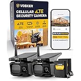 Vosker VKX 4G LTE Solar Cellular Security Camera, Video 2-Pack | 32GB MicroSD Card, 100-ft Detection &amp; Night Vision, 1080p Video, Audio, GPS, IP65 Weather-Resistant, SIM Included
