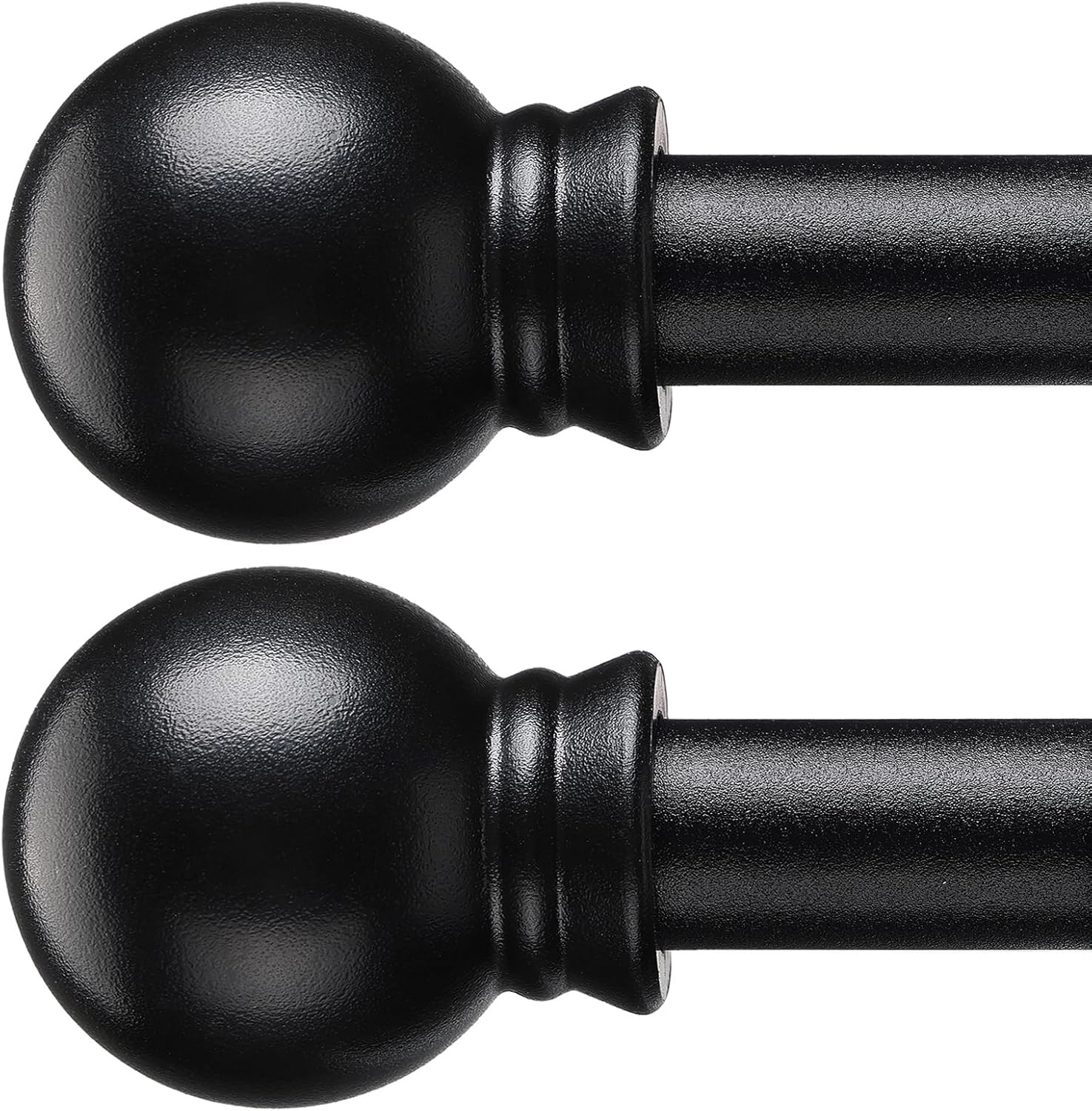Window Treatment Hardware - CALCHELE Curtain Rods 2 Pack, Black Curtain Rods for Windows 28 to 62 Inch, 5/8 Inch Small Cafe Curtain Rod Set, Heavy Duty Drapery Curtain Rods for Bedroom, Rustic Matte