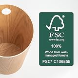 Kazai Bennet Design Paper Bin Oak Real Wood Veneer Office Waste Basket view 3