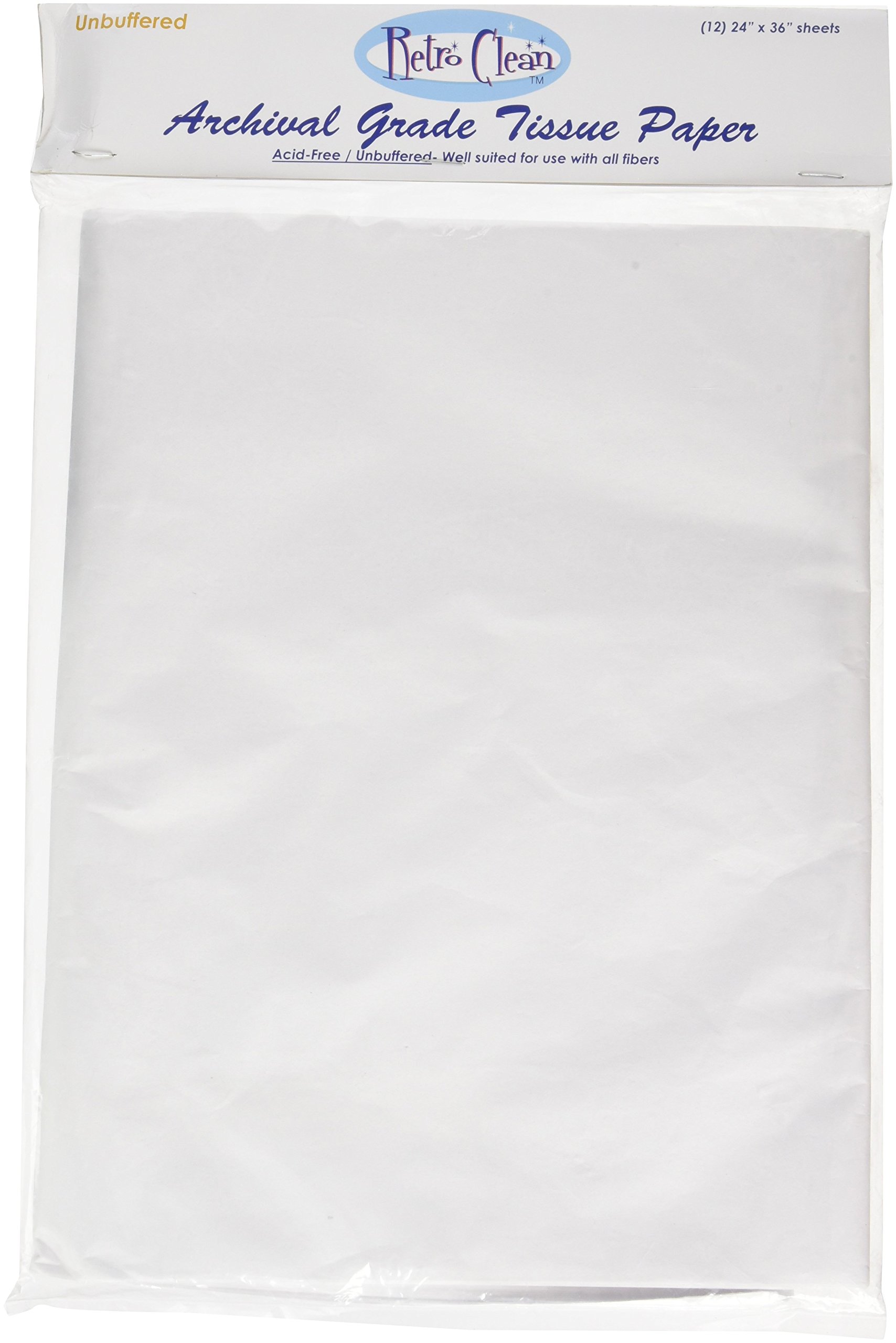 Retro Clean Archival Grade Tissue Paper-Unbuffered-24 inch x 36 inch 12/Pkg