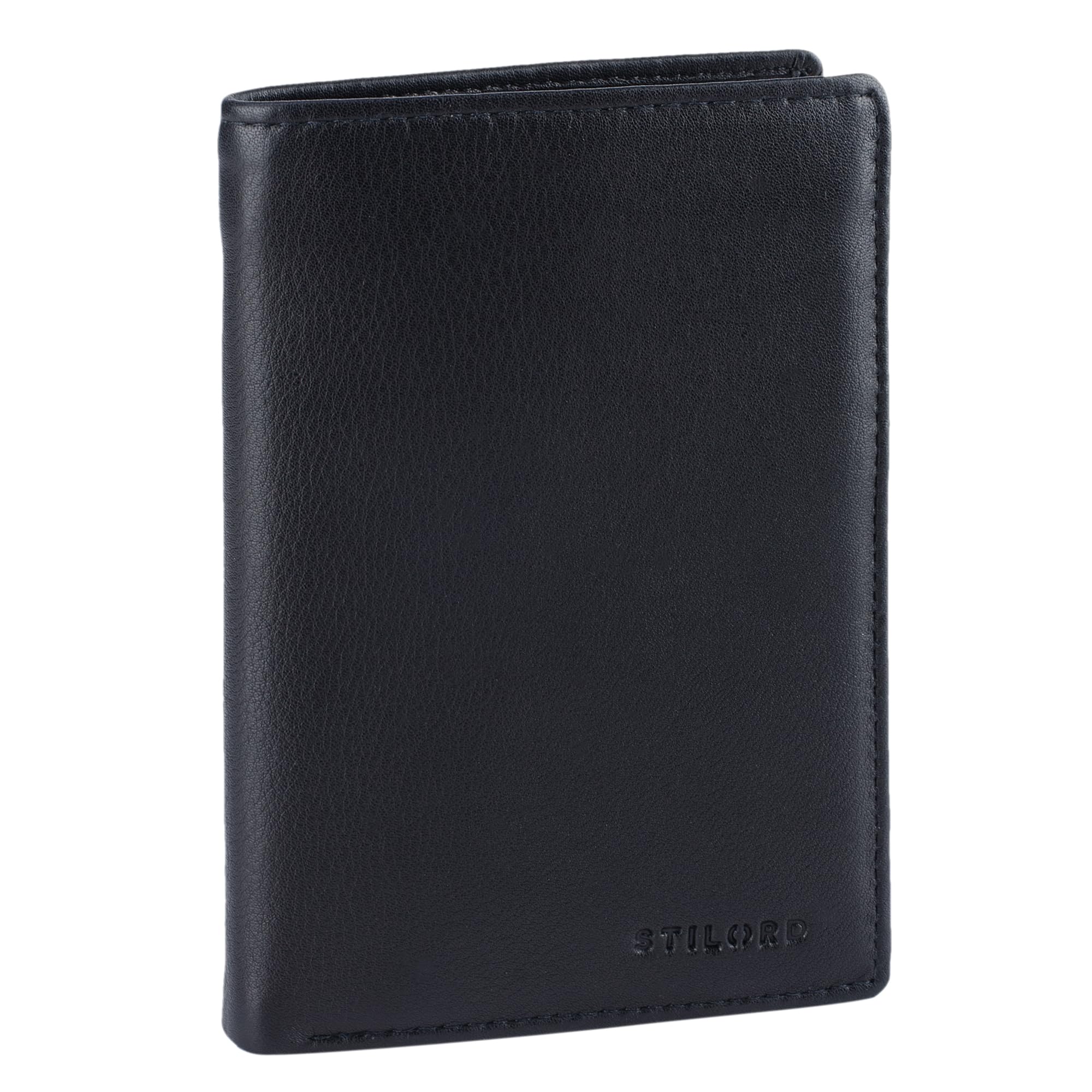 STILORD 'Emil' Leather Wallet for Men with Coin Pocket Classic Purse with Credit Card Holder Upright Format with RFID Blocker and Gift Box, Colour:Black