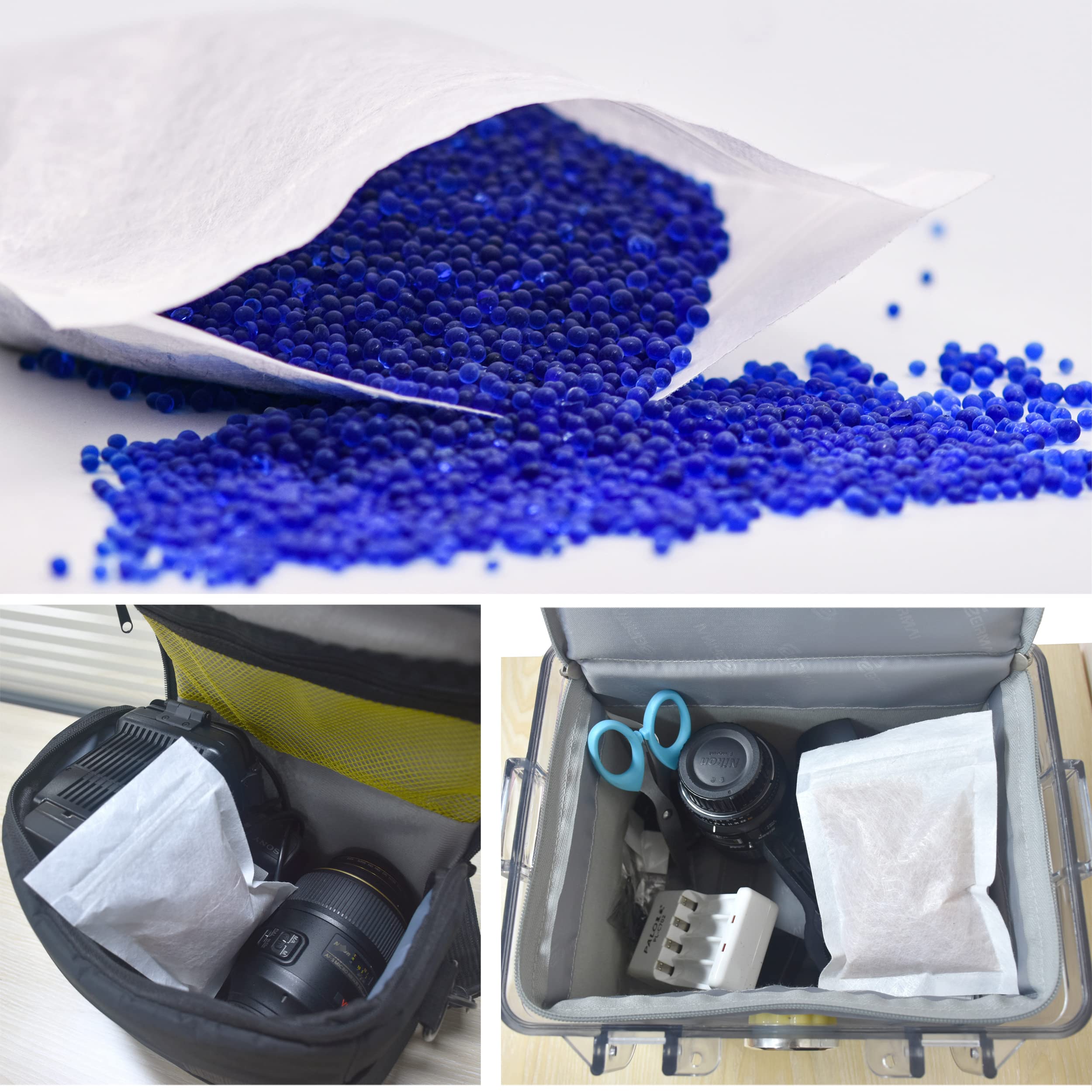 [Net Weight 8LBS] Blue Indicating Silica Gel Beads Desiccants - Rechargeable Desiccant Beads Silica Beads (Blue to Pink, 1 Pack of 8LBS)