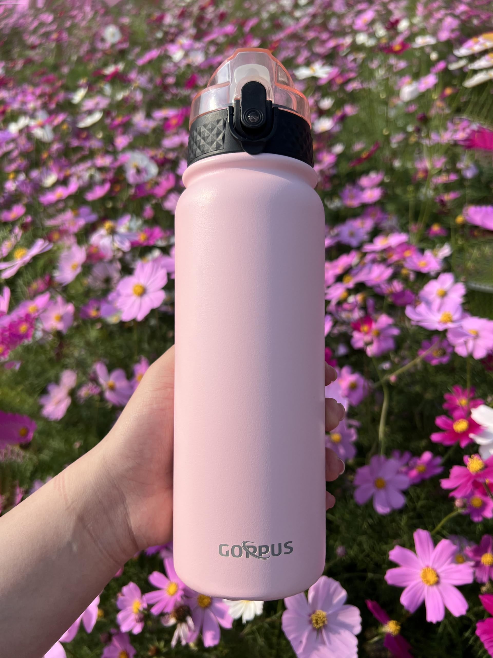 GOPPUS 600ml/20oz Edelstahl Wasserflasche mit Strohhalm Trinkflasche Sport Thermosflasche Auslaufsicher Flasche Water Bottle with Straw Thermoflasche Kohlensäure Trinkflasche 6