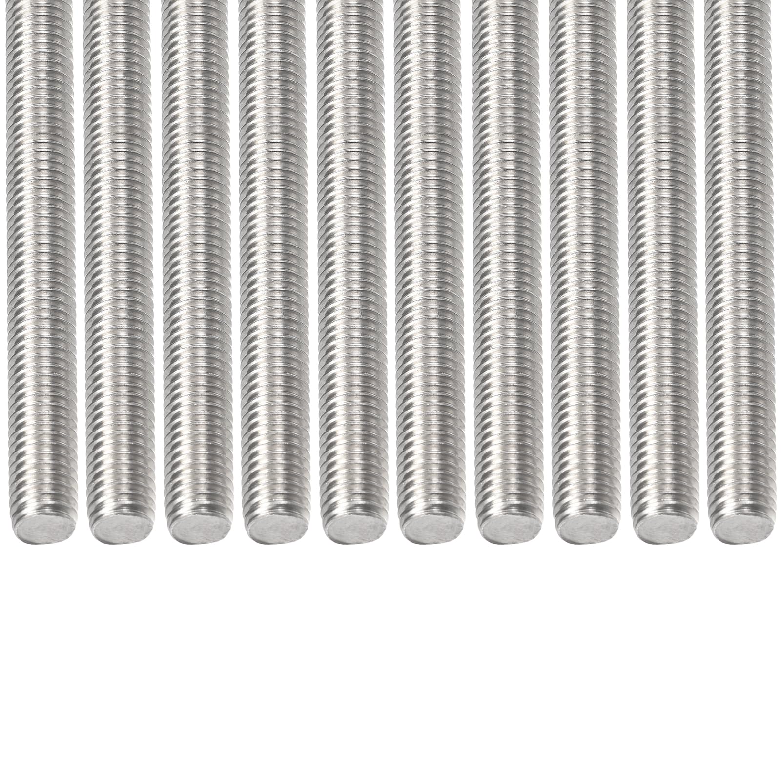DTGN M8x1.25x90mm(DxPxL) Fully Threaded Rod - 12Pack - Good for Machinery - 304 Stainless Steel Right Hand Thread Rods Bar Studs - Silver