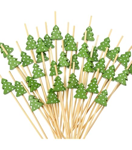 Christmas Cocktail Sticks, KITERI 200 Pcs Sandwich Cocktail Picks Canape Sticks Fruits Bamboo Toothpicks Snowflake Fruit Sticks Food Garnish Skewers For Drinks Appetizers Xmas Party Supplies Favors - View #3