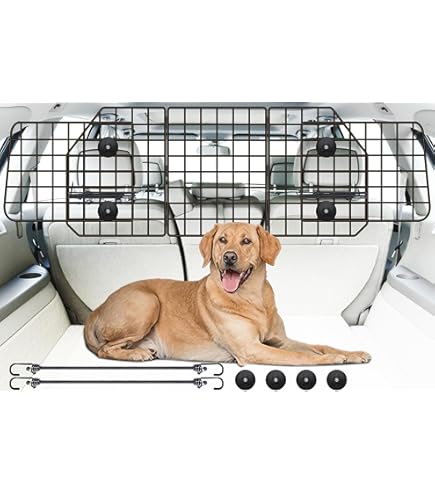 thumbnail image 2 of Dog Car Barrier For SUVs, Cars, Vehicles, & Trucks, Adjustable Large Pet Divider Heavy Duty Wire Mesh Universal Fit 2 of 14