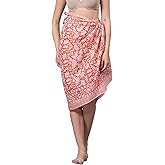 100% Cotton Printed Women's Sarongs Beach Wrap Sheer Bikini Wraps Cover Ups for Swimwear Sarong Pareo Skirt Swimsuit Coverups Long Bathing Suit Scarf (73" x 44")