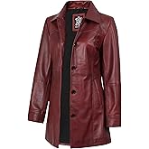 Blingsoul Womens Leather Jacket - Vintage Style Long Leather Jacket Women