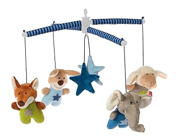 sigikid, Mädchen und Jungen, Mobile mit süßen Tieren und Sternchen, Blau/Bunt, 42134
