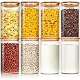 HomArtist Glass Jars with Bamboo Lids 30 floz [Set of 8], Glass Canisters with Airtight Lids, Glass Food Storage Containers for Pasta, Oats, Coffee, Flour, Sugar, Rice, Best for Kitchen & Pantry