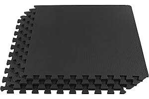 EVA Foam Mat Tiles 4-Pack - 16 SQ FT of Interlocking Padding for Garage, Playroom, or Gym Flooring - Workout Mat or Baby Playmat by Stalwart (Black)