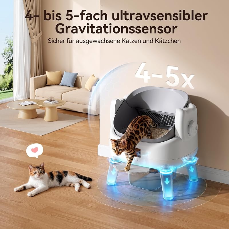 Selbstreinigende Katzentoilette Offenes mit Einstiegstufe