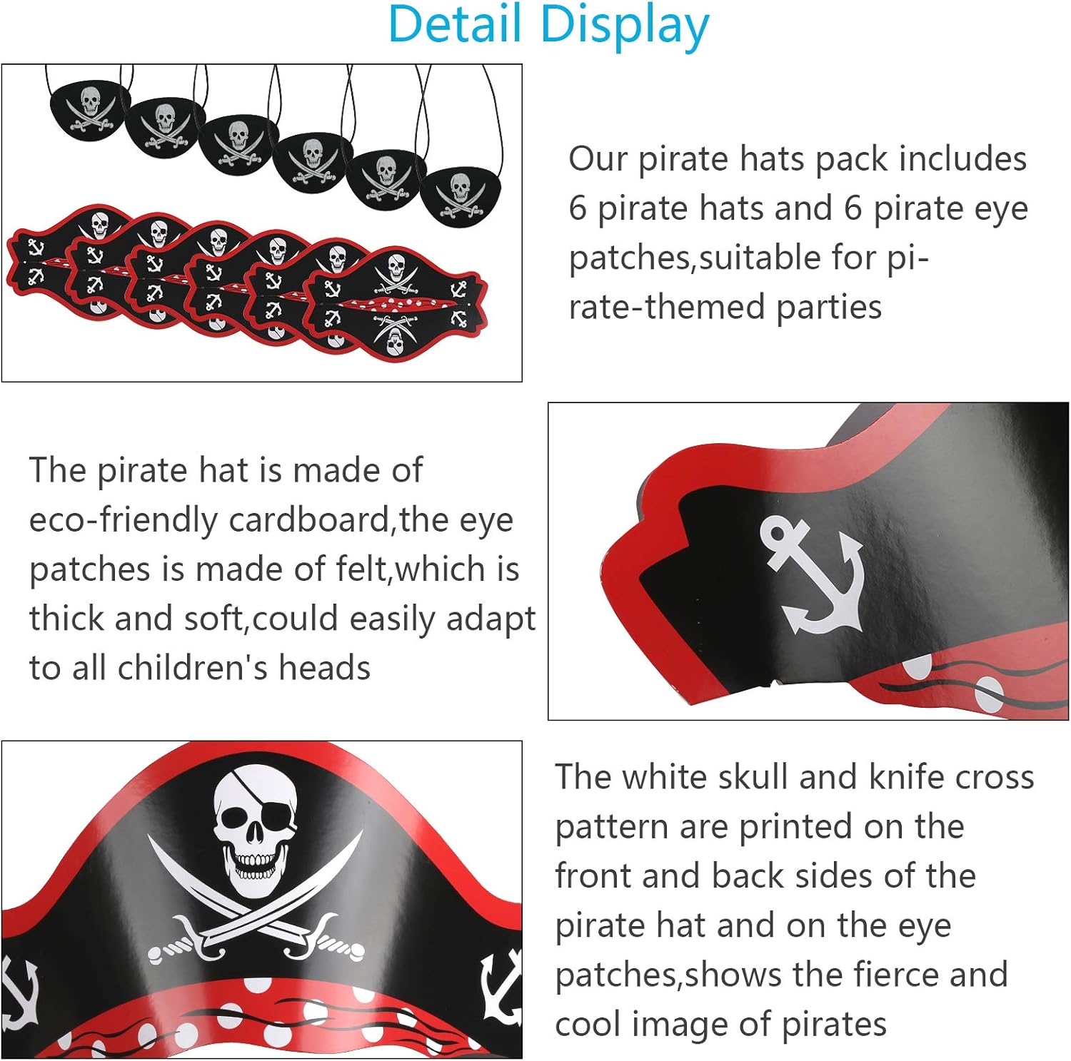 Chifoom 6 Set Chapeau De Pirate Et Yeux Bandes Chapeau De Pirate Pour Enfants Jeux De Chasse Au Tresor Chapeux Carton Classique Avec Crane Imprimer Mascarade Anniversaire Cosplay Amazon Fr Cuisine Maison