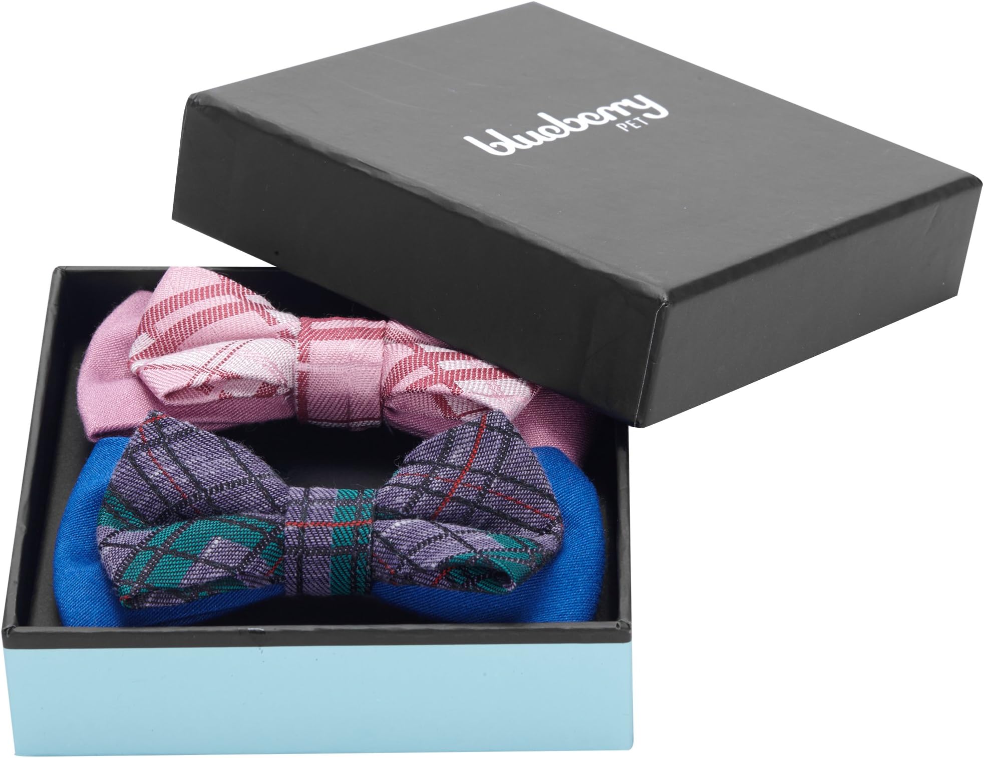 Blueberry Pet Gift Box with Pack of 2 Handmade Bow Tie for Collars