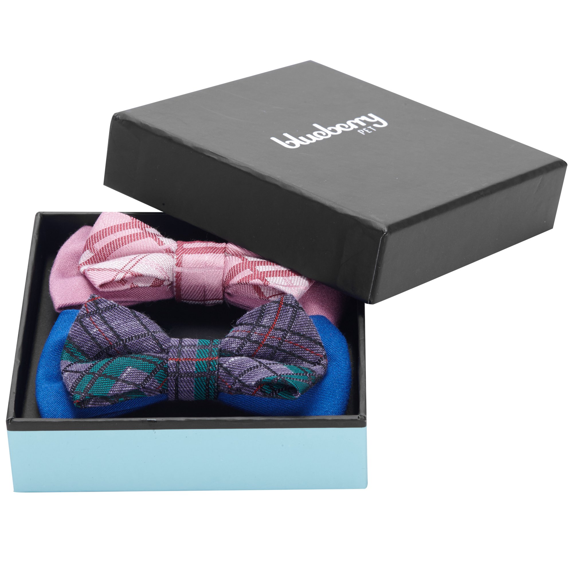 Blueberry Pet Gift Box with Pack of 2 Handmade Bow Tie for Collars